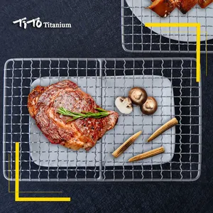 뜨거운 판매 바베큐 도구 104g 피크닉 티타늄 바베큐 와이어 그릴 바베큐 메쉬
