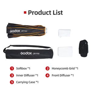 Godox QR-P70 QR-P90 QR-P120 boîte à lumière profonde <span class=keywords><strong>parabolique</strong></span> à dégagement rapide avec grille en nid d'abeille pour éclairage de studio - Product Image 6