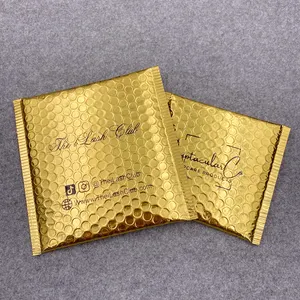 Индивидуальная золотая металлическая упаковка для доставки, пузырчатые почтовые пакеты с логотипом