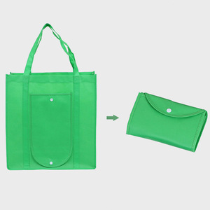 Botón plegable publicidad supermercado bolsa de compras plegable bolsas de compras reutilizables - Product Image 2