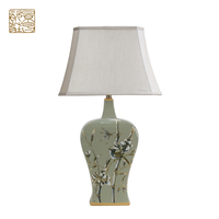 Lampe de Chevet Électrique Style Vintage en Céramique Porcelaine avec Culot E27 Couleur Verte, Garantie 3 Ans Certifiée - Offre Spéciale