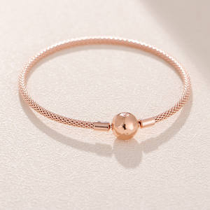 S925 braccialetti con ciondoli in filo di oro rosa in argento sterling adatti per gioielli da donna con ciondoli pan - Product Image 4