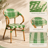 Fauteuil de bistrot français en rotin PE tressé géométrique moderne et léger pour terrasse, jardin et café