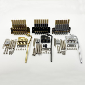 Juego de puente tremolo de doble bloqueo para guitarra eléctrica de 7 cuerdas sin cabezal, con tuerca de bloqueo, disponible en oro, plata y negro, metálico - Product Image 1