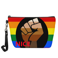Sac de maquillage personnalisé en cuir PU à thème arc-en-ciel gay QPOC pour les voyages, le rangement de produits de beauté domestiques et la vente en gros