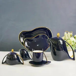 Vajilla de porcelana nórdica para restaurante, juegos de té, lavavajillas, 24 piezas, juego de cena de cerámica negra