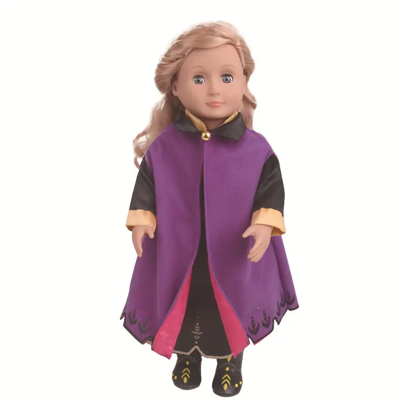 Das 18-zoll-mädchenkostüm frozen 2 prinzessin ann kleid amerikanisches neugeborenes zubehör passende zur 43-cm-babypuppe c814