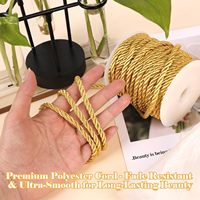 Cordon en soie torsadé doré de 5 mm, 22 yards, 3 brins, corde décorative pour remise de diplôme, emballage, couture, bricolage, artisanat, rembourrage, ficelle tressée