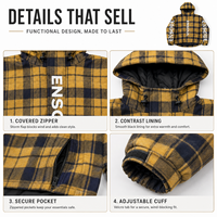 Veste à capuche zippée sur mesure en flanelle épaisse à carreaux écossais pour homme, avec patte de boutonnage recouverte, chemise d'extérieur imprimée, fabricant OEM/ODM