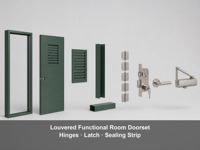 Porte acoustique insonorisée en acier, porte coupe-feu verte en métal creux avec persiennes et bande d'étanchéité large à compression