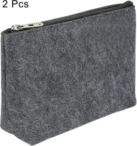 Estuche de Fieltro para Lápices, Caja para Bolígrafos, Paquete de 2, Bolsa con Cierre para Almacenamiento de Papelería, Adecuada para Oficina, Bolsa de Almacenamiento Gris, Bolsa de Maquillaje - Product Image 3