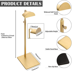 AURORA Height-Adjustable Polished Metal Bag/<b>Hat</b> Display <b>Stand</b> for Boutique Countertop - Product Image 4
