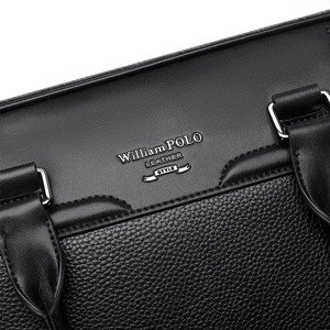 WilliamPOLO Sacoche d'Affaires pour <span class=keywords><strong>Homme</strong></span> de Style Vintage, Élégante, Noire, en <span class=keywords><strong>Cuir</strong></span> Véritable Souple, avec Fonctionnalité Imperméable - Product Image 4