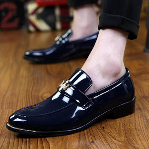 Elegant <strong>Mens</strong> Patent Leather Dress <strong>Shoes</strong> Glossy Slip on Loafers Formal Business Office Wedding Party <strong>Shoes</strong> With Metal Decor - Product Image 5