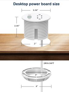 <span class=keywords><strong>Prise</strong></span> de bureau américaine ETL mini, 2 prises, 4 ports USB de charge PD65W/20W, 16A, ports Type-C, <span class=keywords><strong>prise</strong></span> de bureau industrielle - Product Image 5