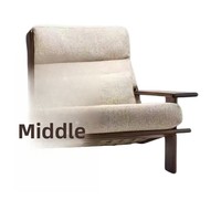 Fauteuil Rétro en Bois Massif de Frêne pour Salon, Design Simple Fait Main, Style Wabi Sabi, Idéal pour Balcon et Maison d'Hôtes
