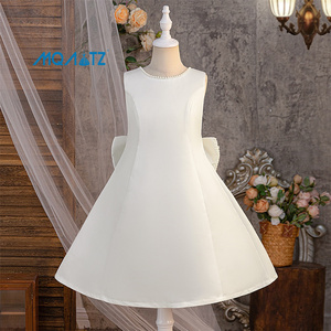 MQATZ abito bianco di pizzo con perla senza schienale per ragazzi mostra graziosi bambini vestito elegante da principessa <span class=keywords><strong>12</strong></span> anni abito da ragazza - Product Image 4
