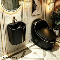 WC monobloc en céramique coloré en forme d'œuf, à siphon, avec abattant à fermeture douce, de luxe léger, à poser au sol, à chasse d'eau à double bouton-poussoir