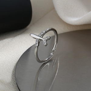 LT-1002 925 argent Sterling papier avion Index bague à la mode Version coréenne Zircon bague pour les femmes pour cadeau - Product Image 2
