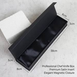 Custom Logo Luxury <b>Magnetic</b> Chef Knife <b>Box</b> 38x8x3cm Rigid Cardboard Packaging <b>Box</b> with Satin Insert for Kitchen Gifts Wholesale - Product Image 2