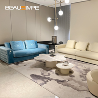 Plaza Chesterfield Luxus-Ledersofa-Set Ausziehbarer Gepolsterter Geschwungener Loungesessel Villa Wohnzimmermöbel Italienisches Design
