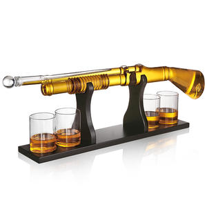 Vente en gros personnalisé fusil de chasse whisky verre de décantation ensemble carafe liqueur bouteille contenant distributeur whisky carafe avec verres à balles - Product Image 1