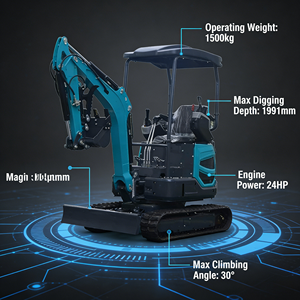 <span class=keywords><strong>Mini</strong></span>-excavatrice robuste de 1,5 tonne, modèle 18Q, sur chenilles, force de creusement de 9KN, marteau perforateur, tarière, boîte de vitesses pour brisage de béton, garantie 1 an - Product Image 2