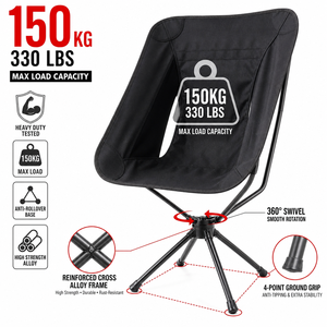 Silla de Camping Giratoria 360°, Ultraligera, Plegable, Tipo Luna, Resistente, Portátil, para Playa, Pesca, Jardín, Fabricación Personalizada OEM - Product Image 1