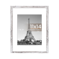 Cadre photo rectangulaire Bluesai Classic Rustic en bois blanc 11x14, impression numérique 1 couleur, écologique, à suspendre au mur, passe-partout 8x10