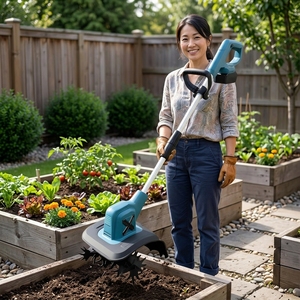 Motoculteur de jardin sans fil professionnel 21V sans balais, cultivateur électrique portable et décompacteur de sol de 200 mm de largeur pour ferme et jardin - Product Image 5