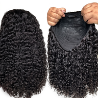 Demi-perruque bouclée birmane, demi-perruque afro crépue en cheveux humains, facile à poser pour débutantes, avec cordon de serrage et clip sans couture pour femmes noires