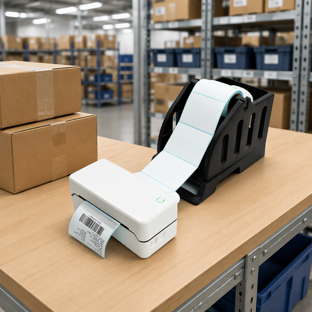 80MM Desktop Thermal Label Printer Direct Thermal Package Shipping Label Barcode Sticker Printer for E-commerce Retail Warehouse