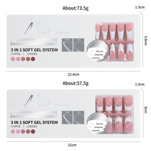 ZHI JIA 150 <span class=keywords><strong>faux</strong></span> <span class=keywords><strong>ongles</strong></span> à presser, style français, couvrance totale, extensions en forme de T, capsules ovales amande, pointes sculptées, pour salon et usage DIY, avec <span class=keywords><strong>colle</strong></span> - Product Image 6