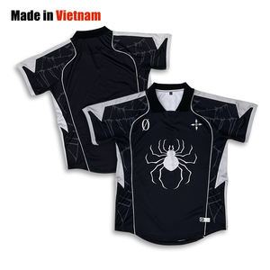 เสื้อฟุตบอลสีดำสั่งทำเสื้อสตรีทย้อนยุคสไตล์เยาวชนโอเวอร์ไซส์ - Product Image 1