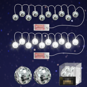 Guirlande lumineuse LED 140 cm en plastique, 10 boules disco blanches, pour la rentrée scolaire, les remises de diplômes, les mariages, les anniversaires, le Ramadan, l'Aïd al-Fitr, les zones de fans - Product Image 1