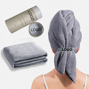 Asciugamano per Capelli in Microfibra Grande con Logo Personalizzato, Morbido e ad Asciugatura Rapida con Fascia Elastica, Turbante per Capelli Bagnati - Product Image 1