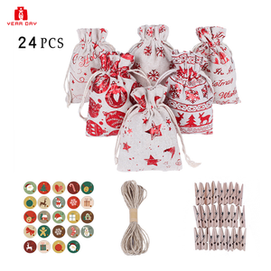 Vacances festives renne traîneau Santa Sack toile cordon sac cadeau pour décorations de Noël et cadeaux - Product Image 6