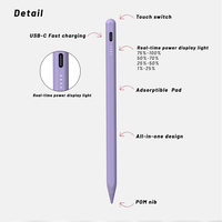Stylet Métallique Actif 2024 pour Tablette iPad avec Rejet de la Paume, Indicateur de Batterie, Précision d'Écriture/Traceur de Dessins, Magnétique