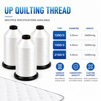 Benang Jahit Quilting Kasur 210D/3 100% Poliester Putih Mentah Kekuatan Tinggi untuk Mesin Quilting 1kg Cone