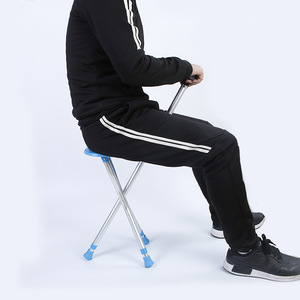 Cleye Aluminum Folding Cane <b>Stool</b> <b>Adjustable</b> <b>Height</b> Multi Function Walking Chair Home Use - Product Image 2