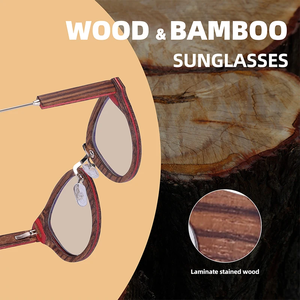 Gafas de Madera de Zebra de Moda 2024, Lentes Marrones Personalizadas con Bloqueo de Luz, Montura Redonda, Ecológicas - Product Image 2