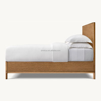 MYHOME Lit queen contemporain Panneau en bois massif de haute qualité avec design français minimaliste pour meubles de chambre à coucher