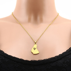 Collar con Colgante <span class=keywords><strong>de</strong></span> la <span class=keywords><strong>Isla</strong></span> <span class=keywords><strong>de</strong></span> Barbados en Acero Inoxidable, Estilo Étnico, Accesorio <span class=keywords><strong>de</strong></span> Cadena para Suéter <span class=keywords><strong>de</strong></span> Lujo Ligero para Mujer, Diseño Único - Product Image 3