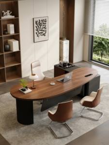 Nuevo Escritorio de Oficina Ejecutivo para Supervisor/Gerente, Diseño Minimalista Moderno con Forma de Anacardo, Cableado Oculto - Product Image 5