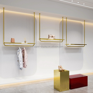 Perchero de Pared para Ropa con Acabado Dorado, Estante para Tienda de Ropa, Percheros de Acero Inoxidable para Boutique - Product Image 1