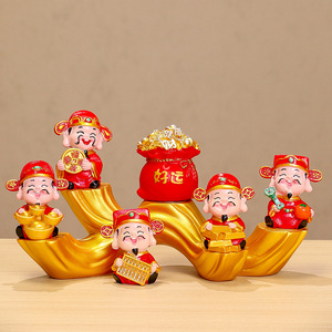 Five Gods Of Wealth Ornament Resin Craft Decoration For Chinese New Year Home Decor Gift - Product Image 1