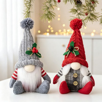 Père Noël en peluche de luxe nordique avec chapeau tricoté lumineux, poupée de Noël, cadeau pour enfants, jouet sans visage, décoration, ornement de bureau