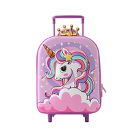 Valise à roulettes mini pour enfants, valise rigide à motif de dessin animé avec sac à lunch, valise de voyage portable pour tout-petits, voyage en plein air