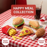 Jouets en peluche pour chiens Fast Food, jouets à mâcher interactifs et durables pour chiots, avec sons couineurs, en forme de burger, frites, pizza, hot-dog, crème glacée et poulet frit