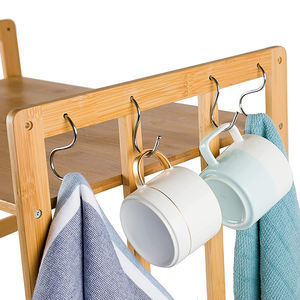 Support de rangement multifonctionnel en bambou amovible pour la cuisine domestique avec crochets, étagère pour <span class=keywords><strong>micro</strong></span>-ondes - Product Image 4